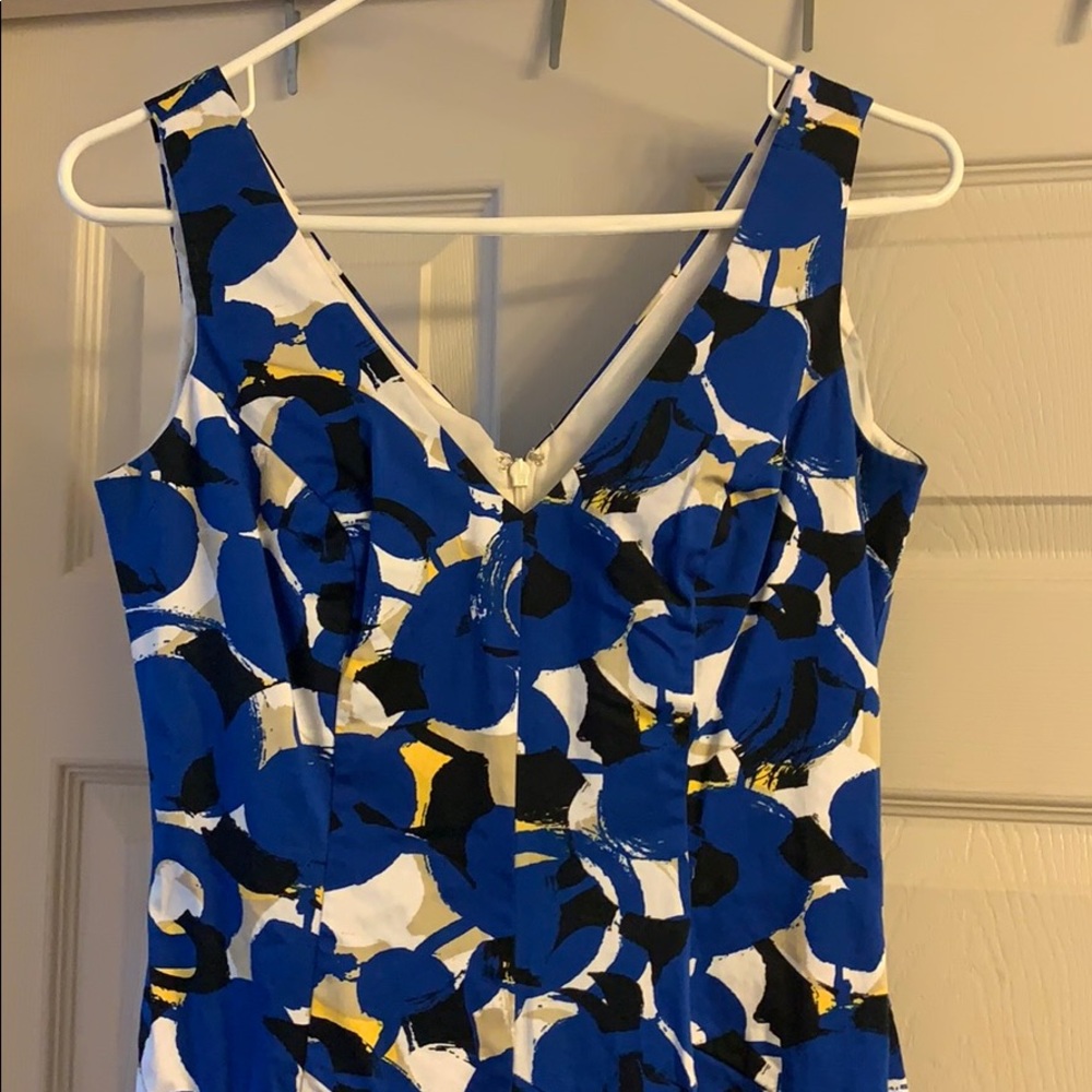 NINE WEST BLUE AND YELLOW PRINT DRESS SIZE 2